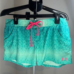 Under Armour Green and Pink Athletic Shorts with Velcro Closure Size 10 (#260)